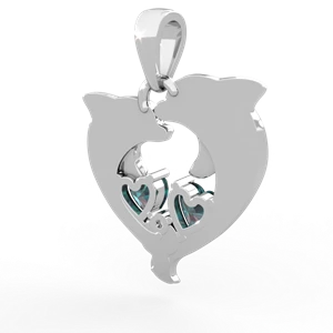 Alexandrite Dolphin Heart 14K White Gold pendant P5820