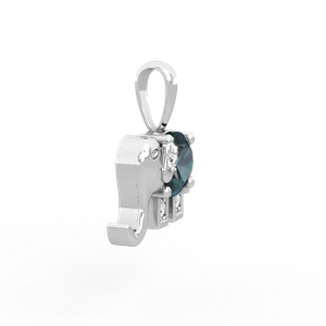 Alexandrite Elephant 14K White Gold pendant P2555