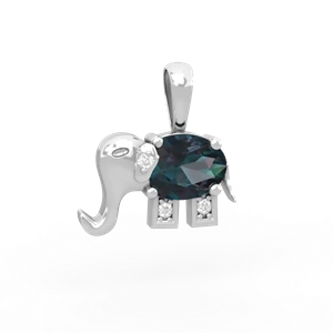 Alexandrite Elephant 14K White Gold pendant P2555