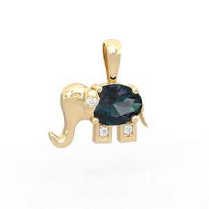 Alexandrite Elephant 14K Yellow Gold pendant P2555