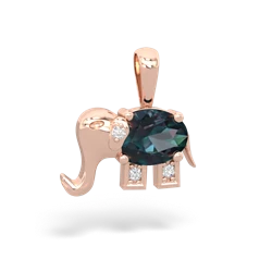 Alexandrite Elephant 14K Rose Gold pendant P2555