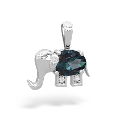 Alexandrite Elephant 14K White Gold pendant P2555