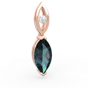 Alexandrite Marquise Drop 14K Rose Gold pendant P5333
