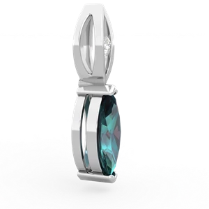 Alexandrite Marquise Drop 14K White Gold pendant P5333