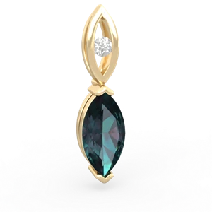 Alexandrite Marquise Drop 14K Yellow Gold pendant P5333