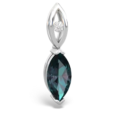 Alexandrite Marquise Drop 14K White Gold pendant P5333