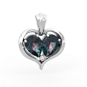 Alexandrite Two Become One 14K White Gold pendant P5330