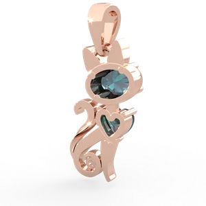 Alexandrite Kitten 14K Rose Gold pendant P5780