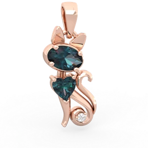 Alexandrite Kitten 14K Rose Gold pendant P5780
