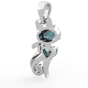 Alexandrite Kitten 14K White Gold pendant P5780