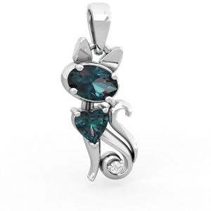 Alexandrite Kitten 14K White Gold pendant P5780