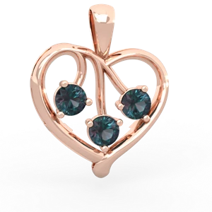 Alexandrite Glowing Heart 14K Rose Gold pendant P2233