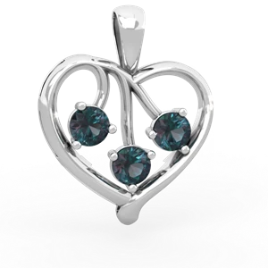 Alexandrite Glowing Heart 14K White Gold pendant P2233