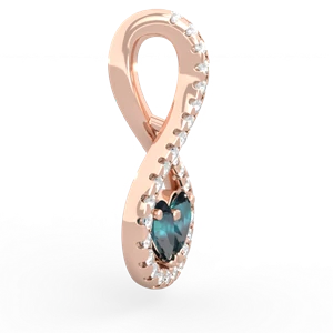 Alexandrite Pave Twist 'One Heart' 14K Rose Gold pendant P5360