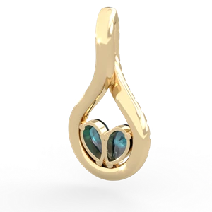 Alexandrite Pave Twist 'One Heart' 14K Yellow Gold pendant P5360