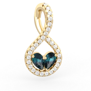 Alexandrite Pave Twist 'One Heart' 14K Yellow Gold pendant P5360