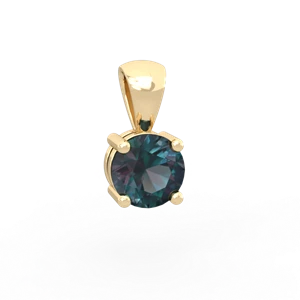 Alexandrite 6Mm Round Solitaire 14K Yellow Gold pendant P1786