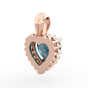 Alexandrite Sparkling Halo Heart 14K Rose Gold pendant P0391