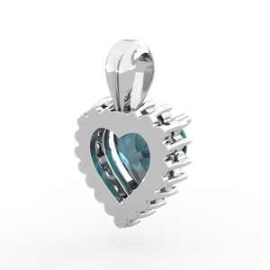 Alexandrite Sparkling Halo Heart 14K White Gold pendant P0391