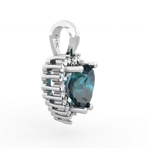 Alexandrite Sparkling Halo Heart 14K White Gold pendant P0391