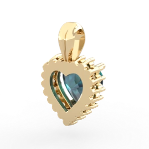 Alexandrite Sparkling Halo Heart 14K Yellow Gold pendant P0391
