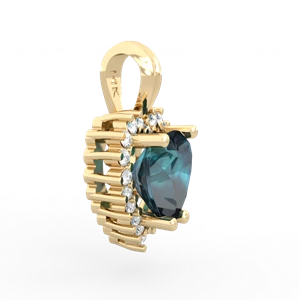 Alexandrite Sparkling Halo Heart 14K Yellow Gold pendant P0391