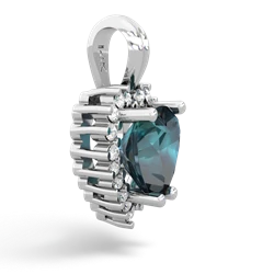 Alexandrite Sparkling Halo Heart 14K White Gold pendant P0391