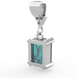 Alexandrite Art Deco Dangle 14K White Gold pendant P1937