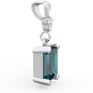 Alexandrite Art Deco Dangle 14K White Gold pendant P1937