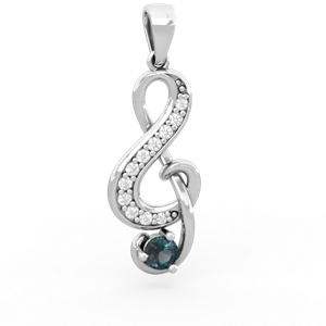Alexandrite G-Clef Music 14K White Gold pendant P5830