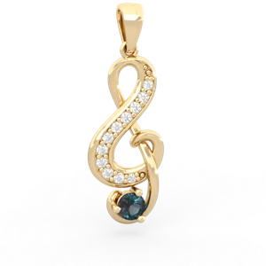 Alexandrite G-Clef Music 14K Yellow Gold pendant P5830