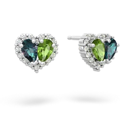 Alexandrite Halo 14K White Gold earrings E7008
