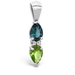 Alexandrite Bowtie Drop 14K White Gold pendant P0865