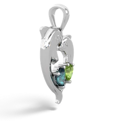 Alexandrite Dolphin Heart 14K White Gold pendant P5820