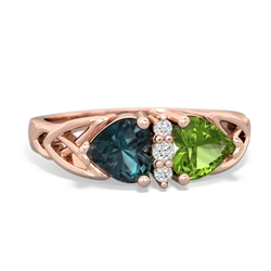 Alexandrite Celtic Knot Double Heart 14K Rose Gold ring R5040