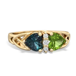 Alexandrite Celtic Knot Double Heart 14K Yellow Gold ring R5040