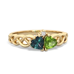 Alexandrite Heart To Heart Braid 14K Yellow Gold ring R5870