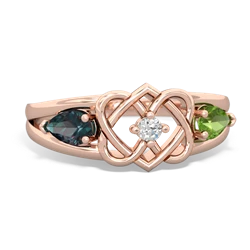 Alexandrite Hearts Intertwined 14K Rose Gold ring R5880