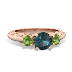 Alexandrite Art Deco Eternal Embrace Engagement 14K Rose Gold ring C2003