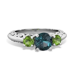 Alexandrite Art Deco Eternal Embrace Engagement 14K White Gold ring C2003