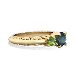 Alexandrite Art Deco Eternal Embrace Engagement 14K Yellow Gold ring C2003