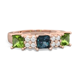 Alexandrite Three Stone Diamond Cluster 14K Rose Gold ring R2592