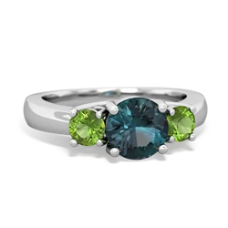 Alexandrite Three Stone Round Trellis 14K White Gold ring R4018