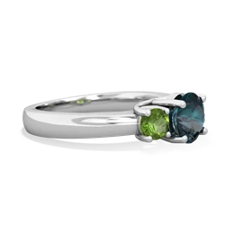 Alexandrite Three Stone Round Trellis 14K White Gold ring R4018