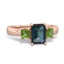 Alexandrite Three Stone Emerald-Cut Trellis 14K Rose Gold ring R4021