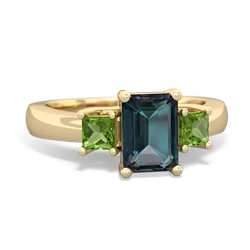 Alexandrite Three Stone Emerald-Cut Trellis 14K Yellow Gold ring R4021