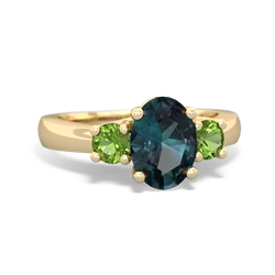 Alexandrite Three Stone Oval Trellis 14K Yellow Gold ring R4024