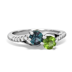 Alexandrite Infinity Pave Two Stone 14K White Gold ring R5285