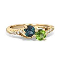 Alexandrite Infinity Pave Two Stone 14K Yellow Gold ring R5285