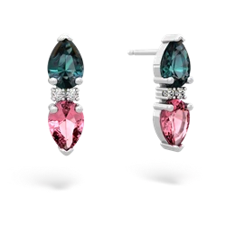 Alexandrite Bowtie Drop 14K White Gold earrings E0865